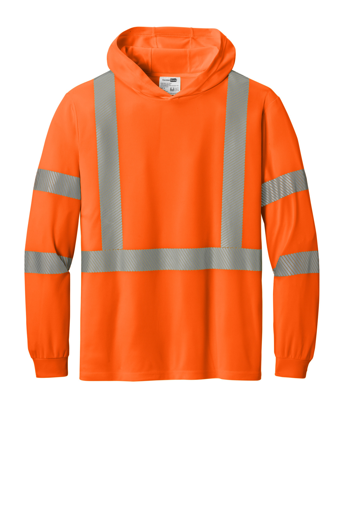 CornerStone CornerStone ®  ANSI 107 Class 3 Long Sleeve Segmented Tape Hooded Tee CS208