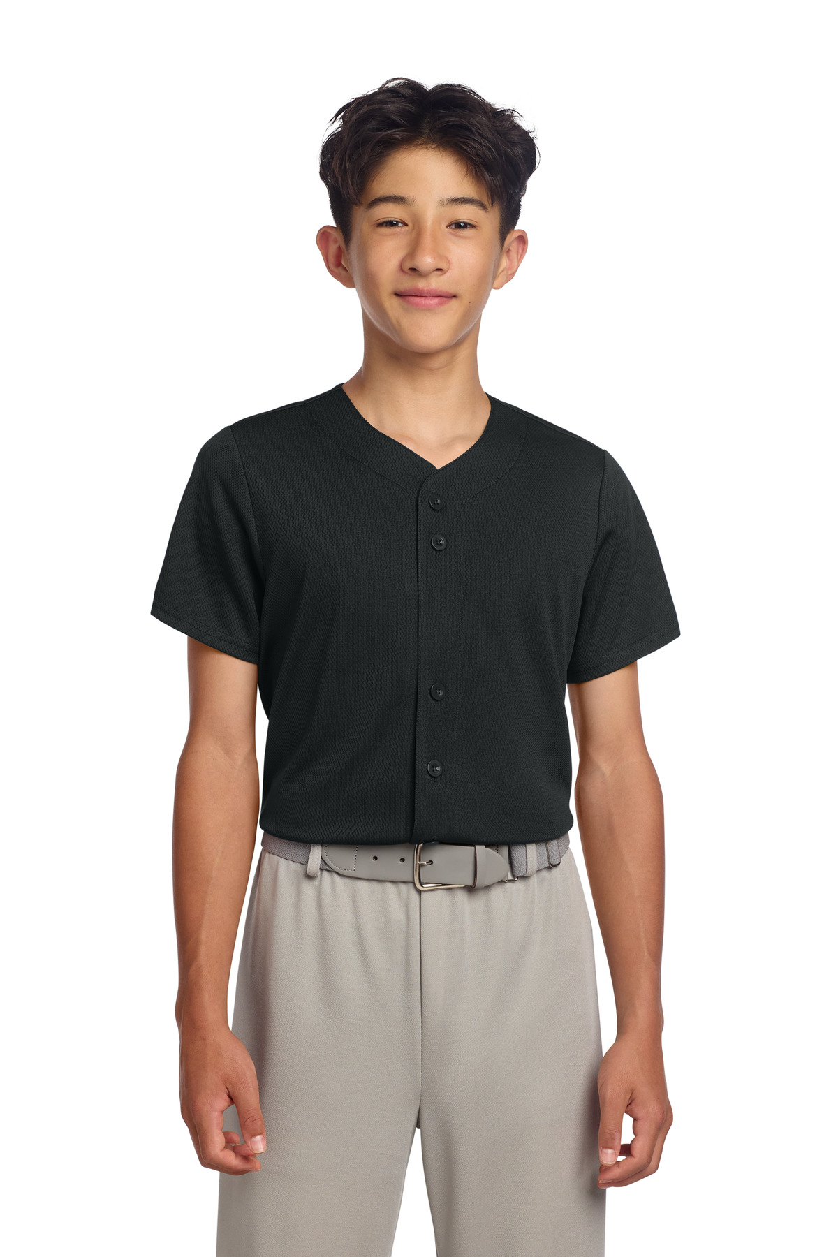 Sport-Tek ®  Youth PosiCharge ®  Tough Mesh Full-Button Jersey YST220