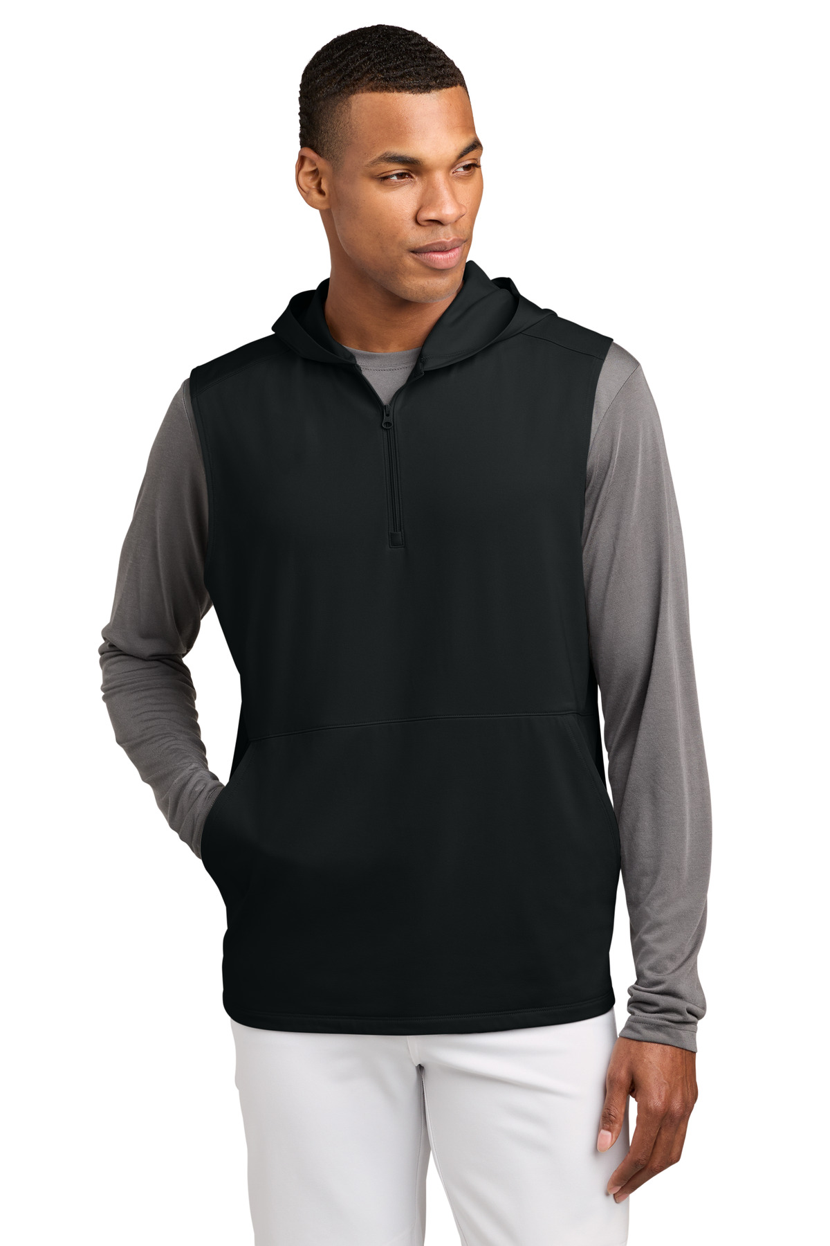 Sport-Tek ®  Sport-Wick ®  Stretch Sleeveless Hooded 1/4-Zip ST858