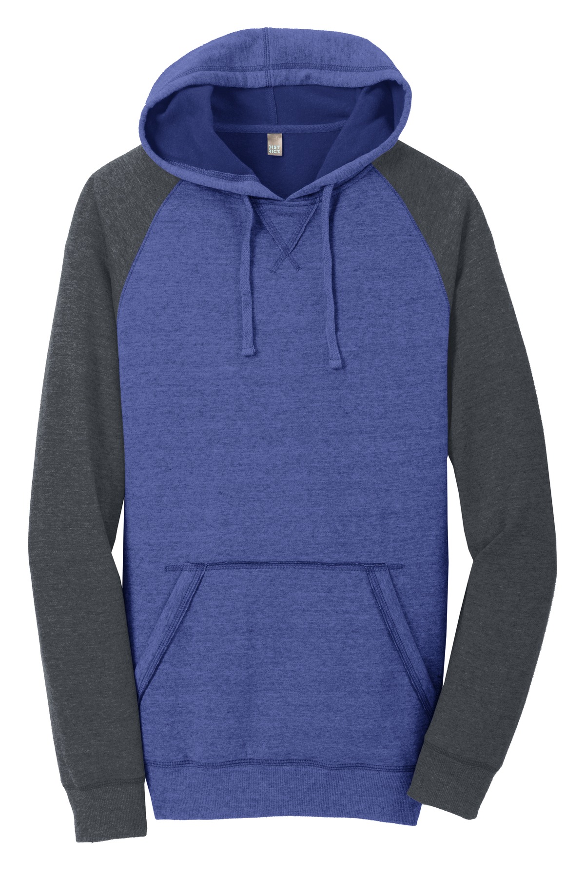 District District ®  Young Mens Lightweight Fleece Raglan Hoodie.  DT196