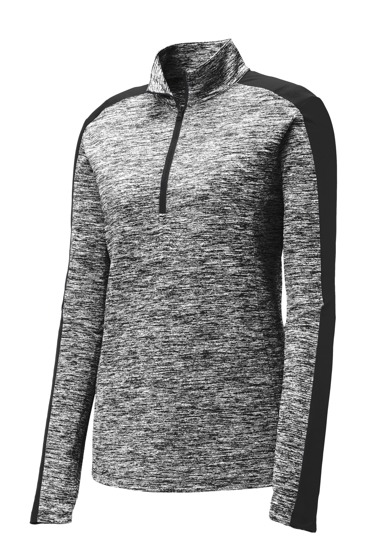 Sport-Tek Sport-Tek ®  Women's PosiCharge ®  Electric Heather Colorblock 1/4-Zip Pullover. LST397