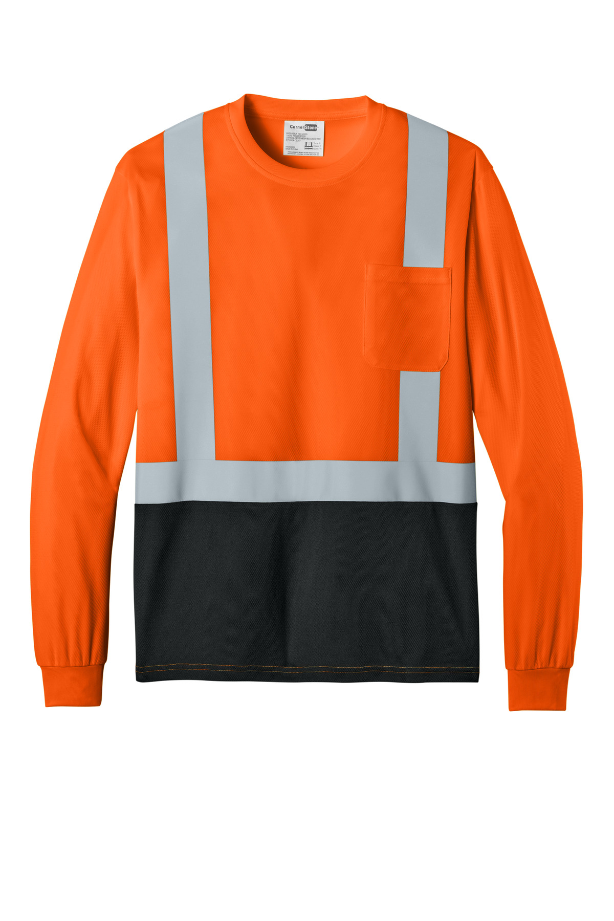 CornerStone CornerStone ®  ANSI 107 Class 2 Long Sleeve Mesh Blocked Tee CS207
