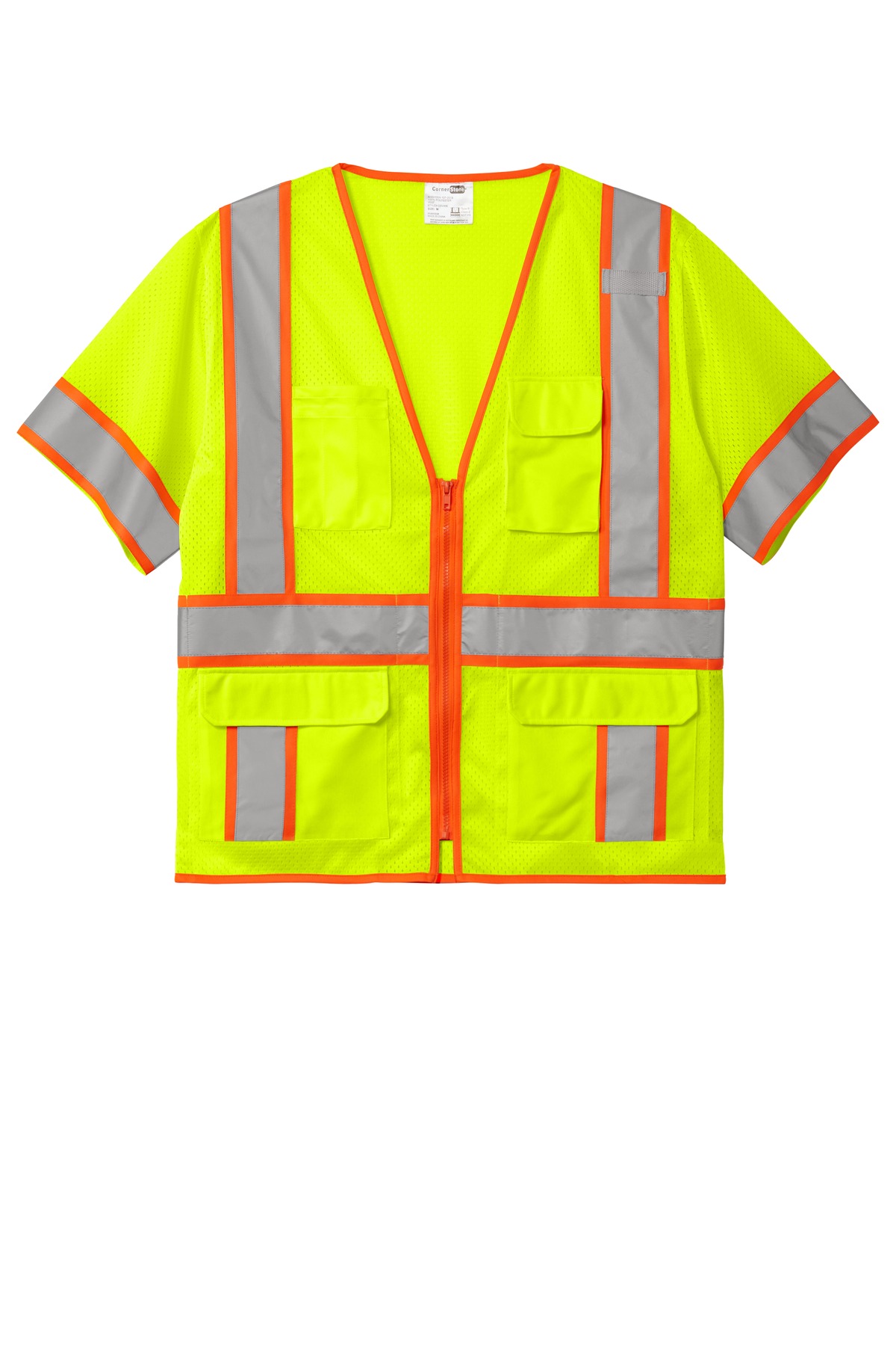 CornerStone CornerStone  ®  ANSI 107 Class 3 Surveyor Mesh Zippered Two-Tone Short Sleeve Vest. CSV106