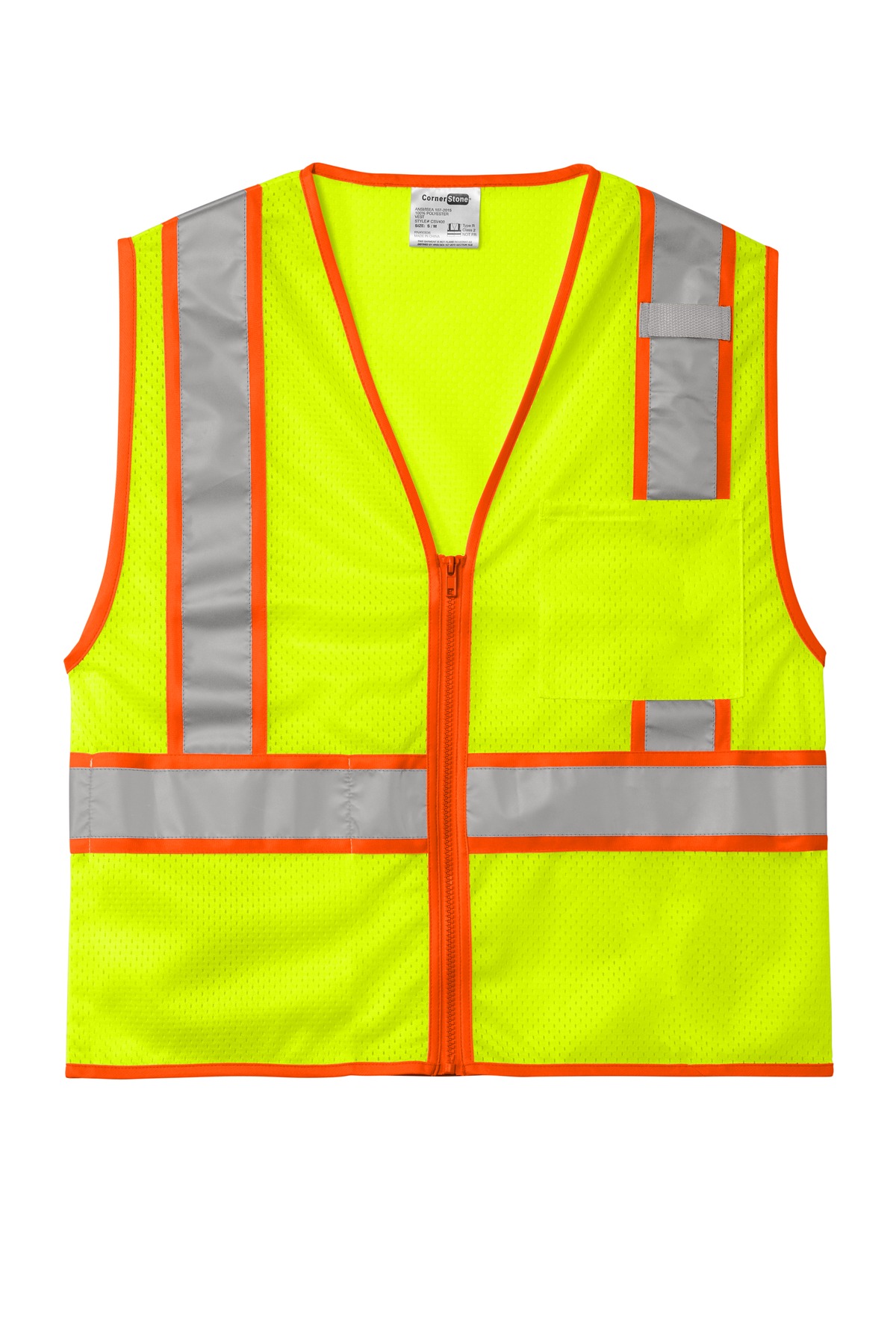 CornerStone CornerStone  ®  ANSI 107 Class 2 Mesh Zippered Two-Tone Vest. CSV103